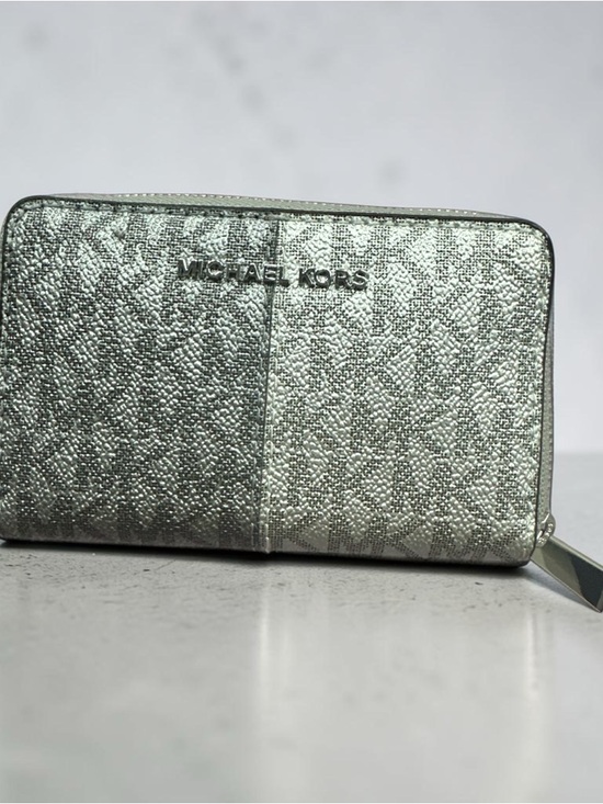 MICHAEL Michael Kors Handbags - MICHAEL Michael Kors Silver Zip-Around Card Wallet